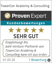 ProvenExpert Bewertungssiegel TowerCon &mdash; 5,00 von 5 Sehr Gut